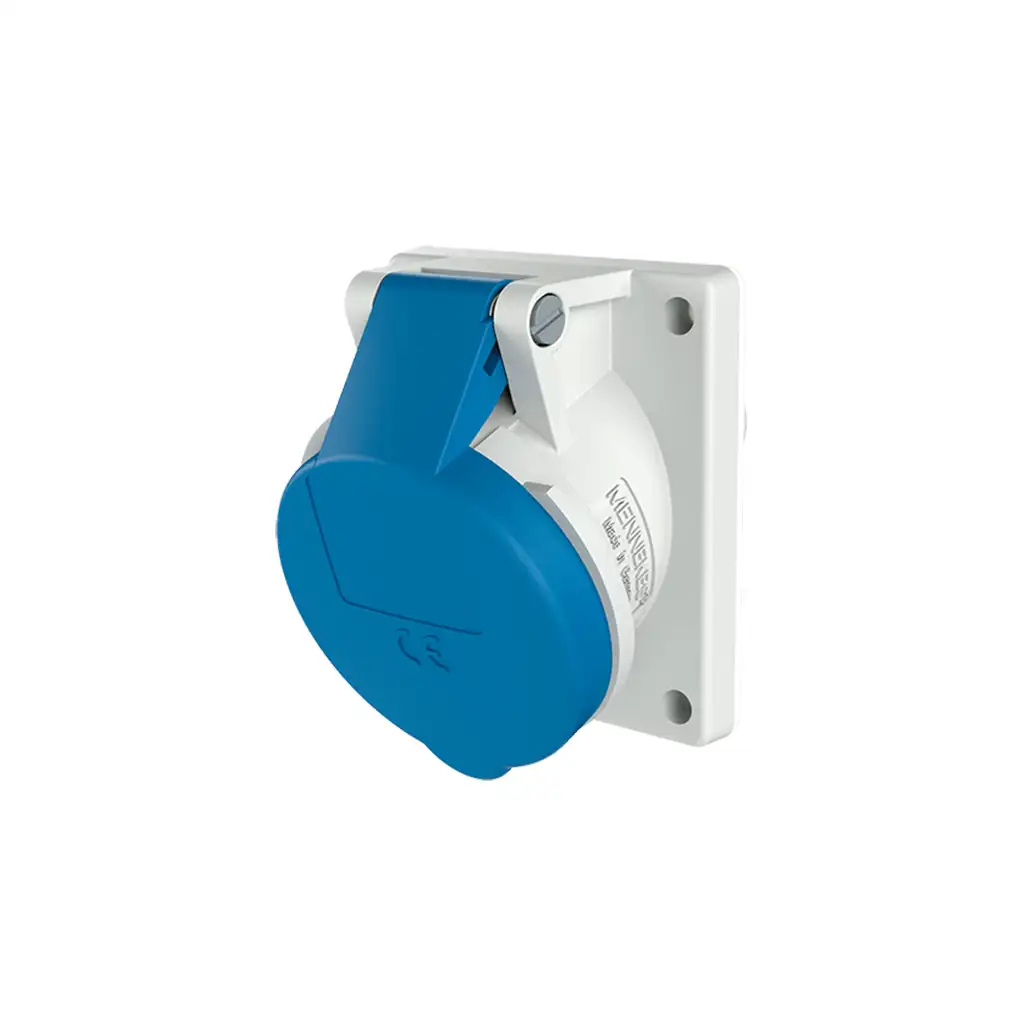 TOMA INDUSTRIAL EMPOTRABLE 2P+T 16A 250VAC AZUL 6H IP44